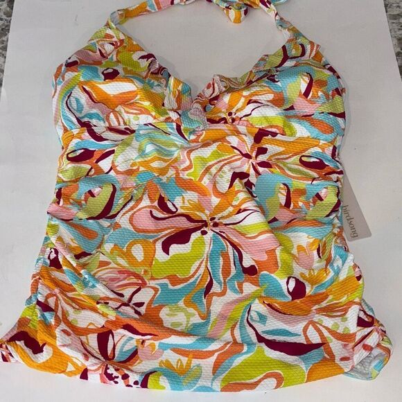 NWT Birdsong GROOVY ruffle halter tankini swim bathing suit M/36DD - Picture 7 of 16